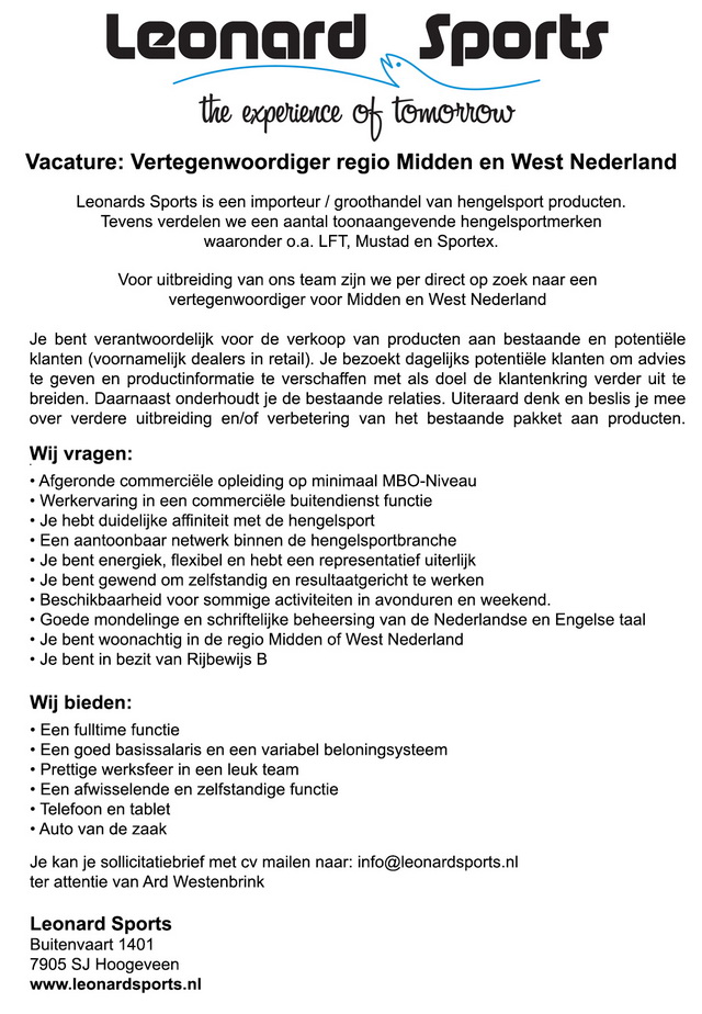 Vacature Leonard Sports