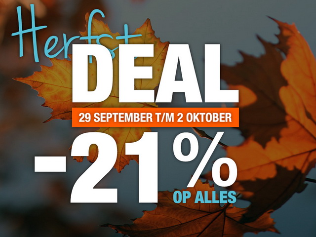 Profiteer nu van 21% directe korting op alles!