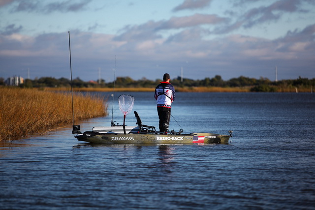 Typisch plaatje voor de visserij in Leeville , met de Hobie Pro Angler 14