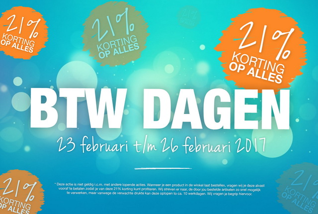 Ontvang 4 dagen lang 21% KORTING op alles!
