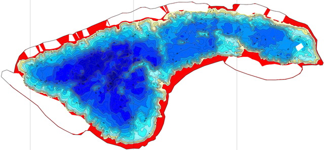 Diepte doorsnee van het Oostvoornse meer.