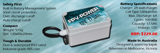 De FPV kayak lithium Ion accu met alle specs