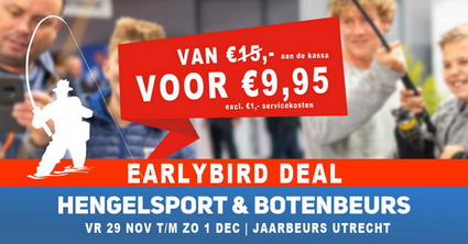 Laatste kans! Boek nu jouw ticket met €5,- korting voor de grootste Hengelsport- en Botenbeurs van Europa Jaarbeurs Utrecht.