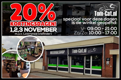 1, 2 en 3 november 20% korting bij Meerval webshop Tom-Cat.nl