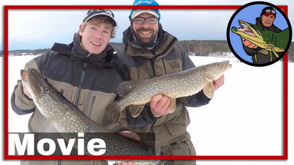 Video succesvol ijsvissen op grote snoeken in Zweden.