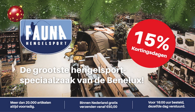 Entertainment Briljant inval 17 t/m 31 december 15% korting bij Fauna Hengelsport! - Roofvisweb.NL
