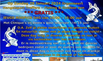 Roofvis Jeugddag op Zondag 28 januari 2024 bij Hengelsport Treffers – Fishing & Outdoor